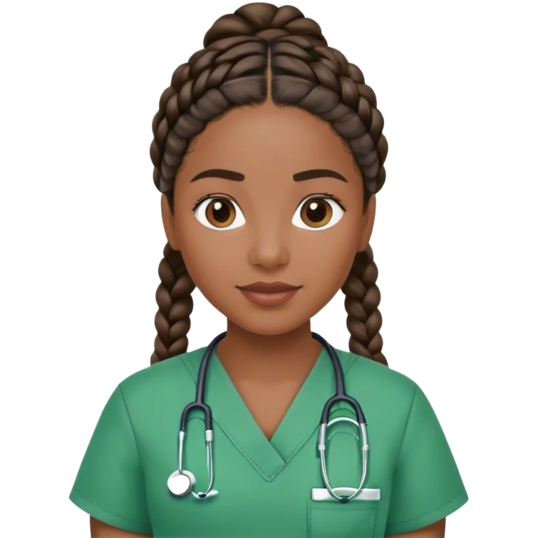Latino woman with braids in green scrubs  emoji