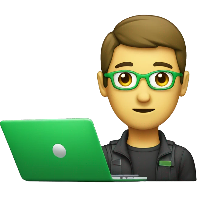 coder programmer laptop  green emoji