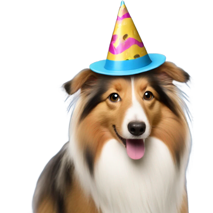 Shetland sheepdog wearing a party hat  emoji
