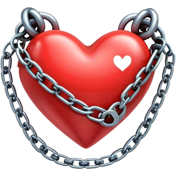 cartoon heart wrapped in chains with letters IC on it emoji