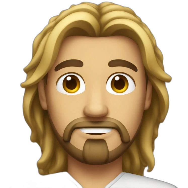 Men with long, tied hair and a goatee emoji