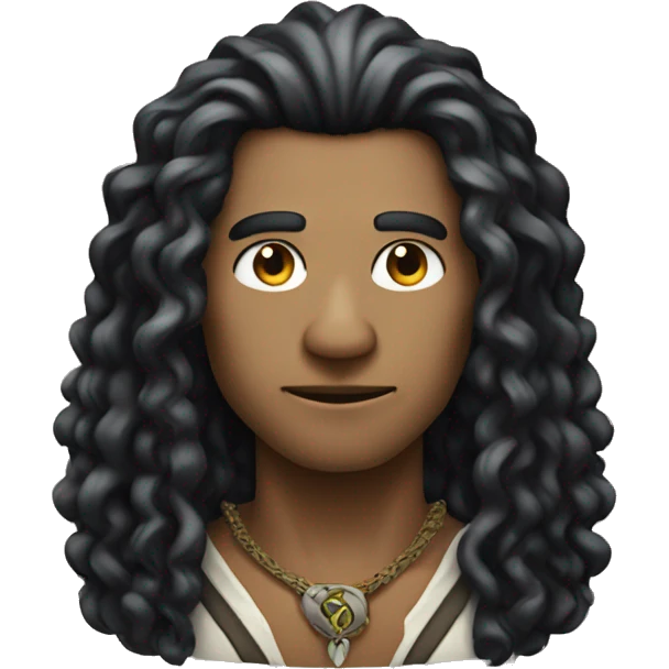 A modern witchdoctor, a male pointed ears with long black curly hair. emoji