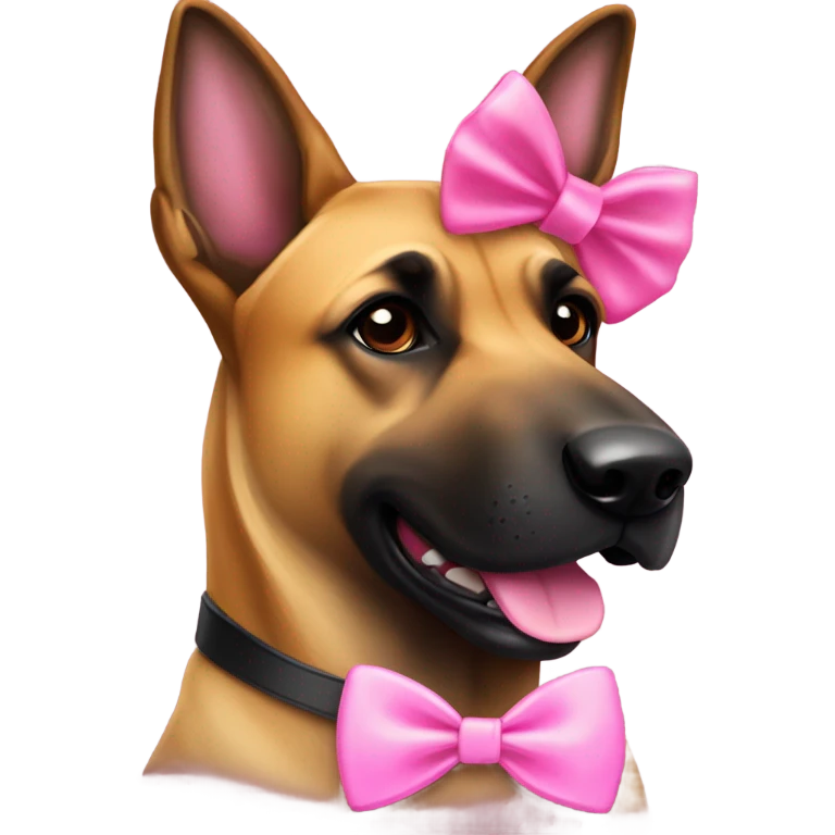 belgian malinois dog with pink bow emoji