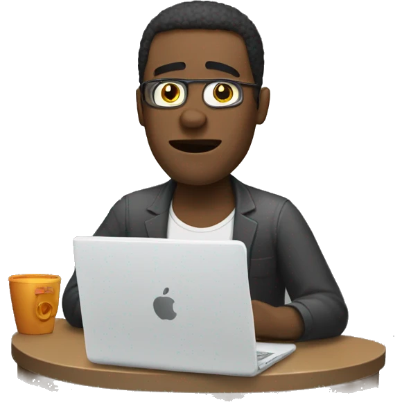 man slacking off not doing work on computer emoji