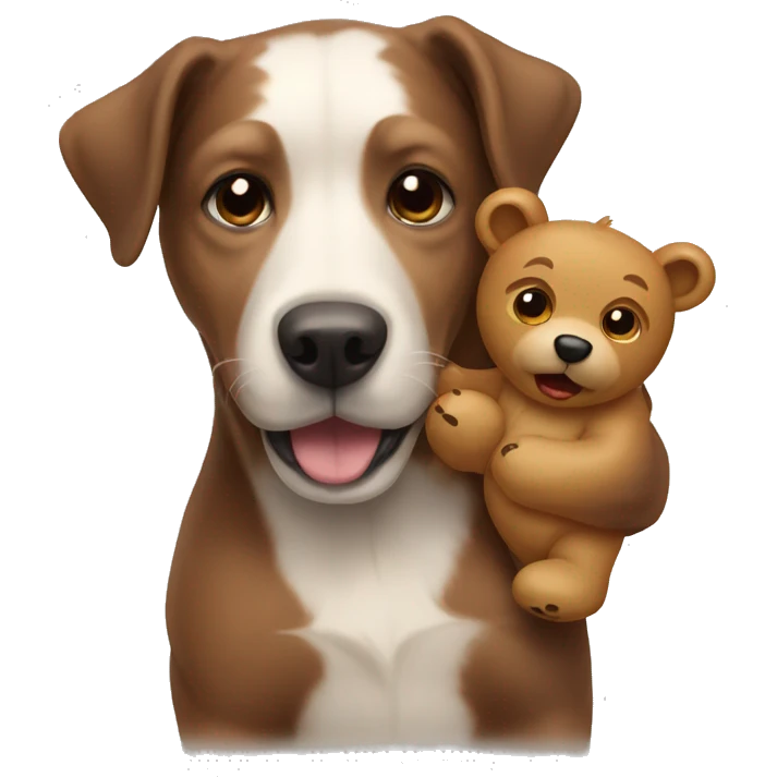 Dog holding a bear  emoji