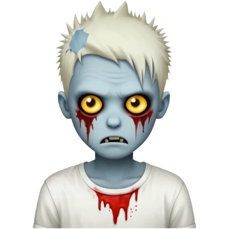 zombie boy with spiky emo hair and white shirt emoji