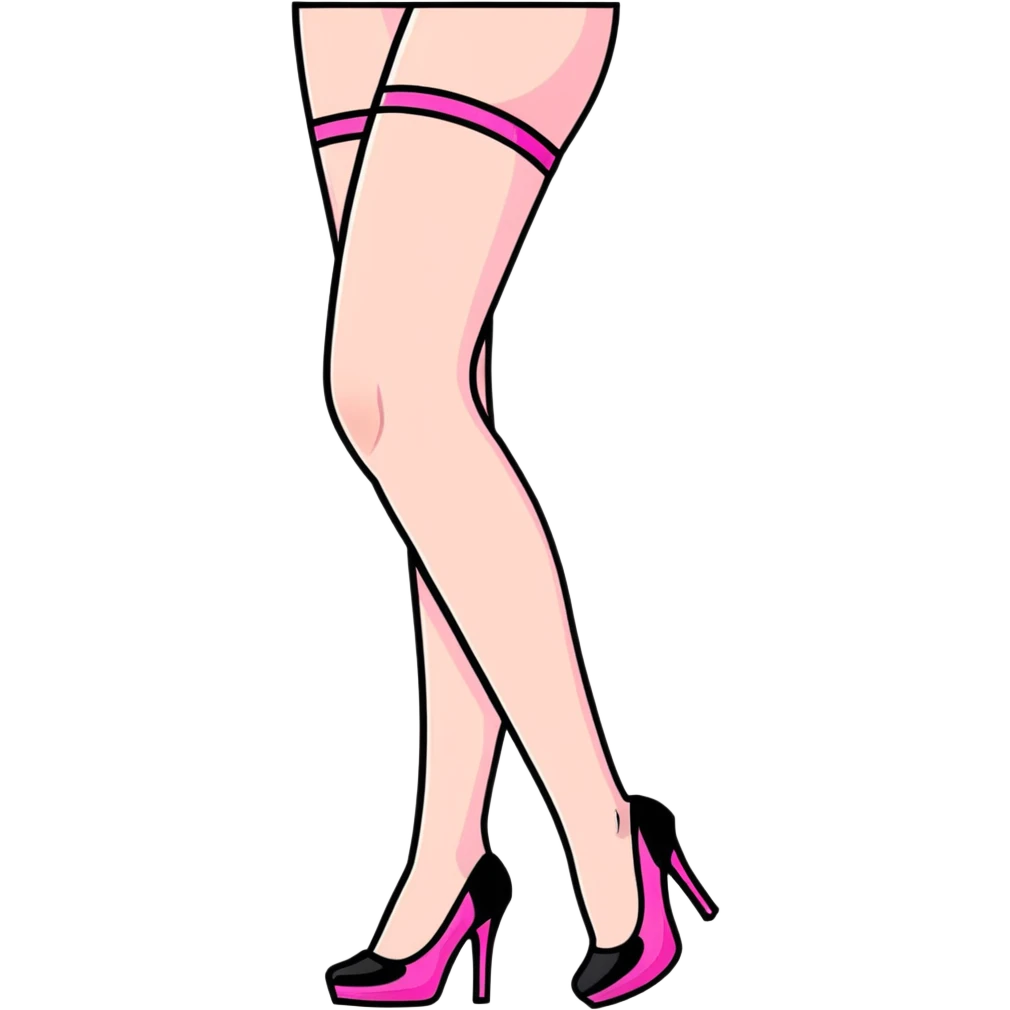 pink platform heel with a leg in stockings emoji