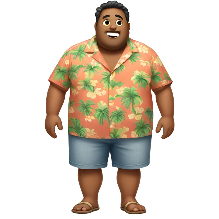 Chubby guy in hawai shirt no shorts emoji