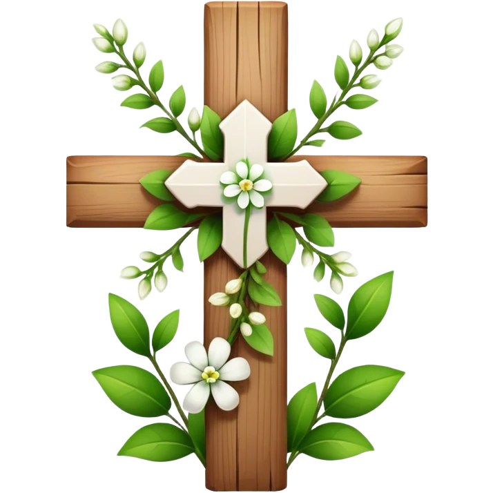 white cross with flora emoji