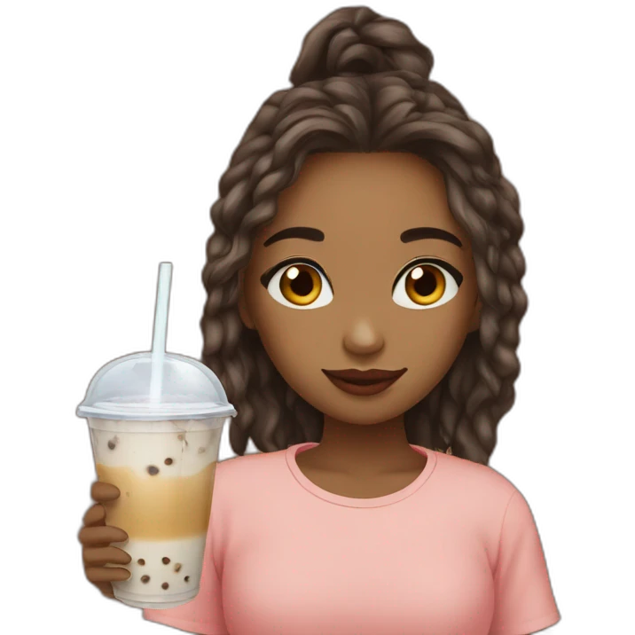 girl-brownlocks-drinking-bubbletea emoji