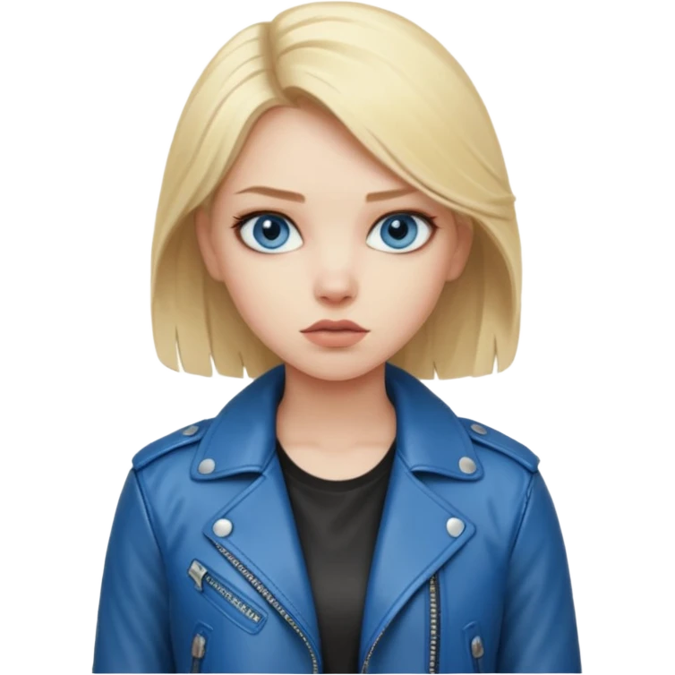 dessiner moi une fille assez rebelle et qui est blonde au yeux bleu emoji