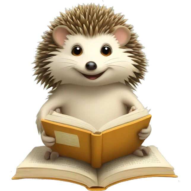 a hedgehog reading a book emoji