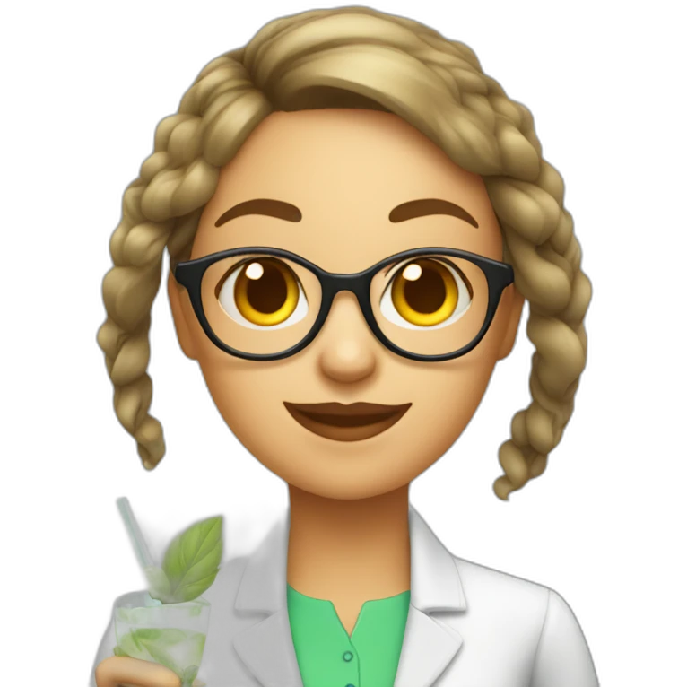 girl teacher whith glasses drinks mojito emoji
