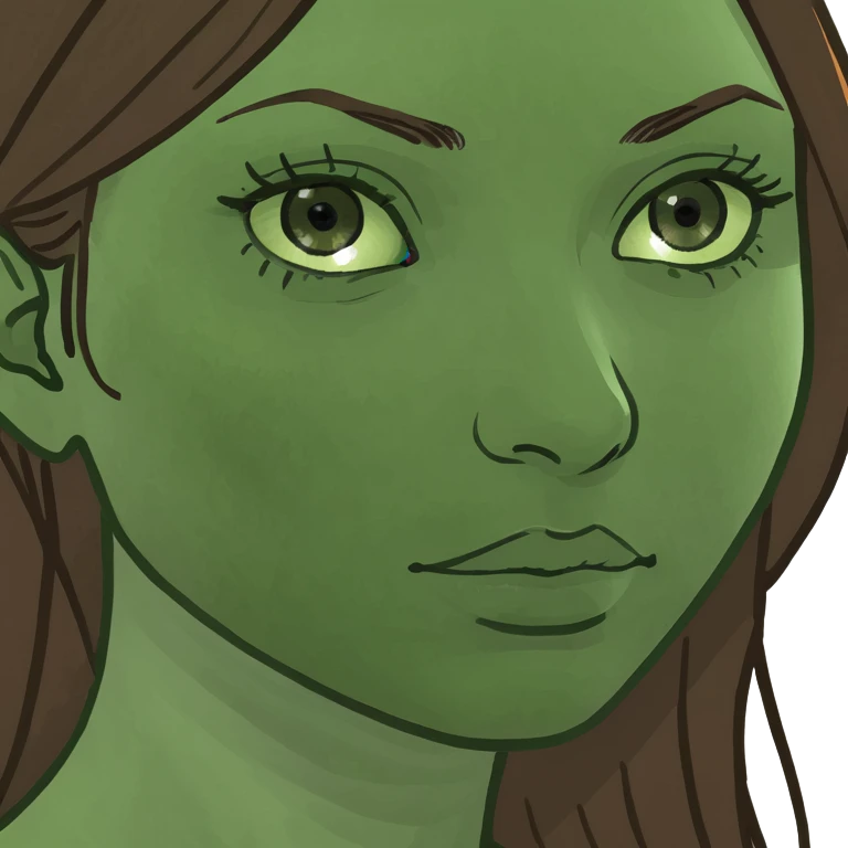 13 year old girl with brown hair and green eyes emoji