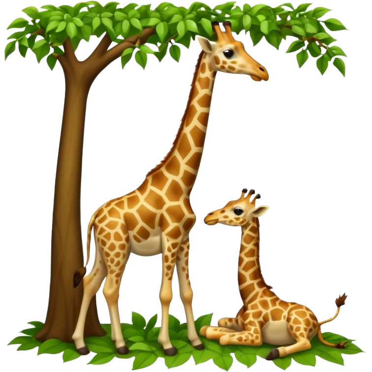 giraffe eating leaves from a tree emoji