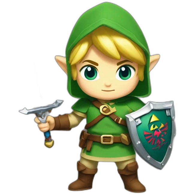 Zelda baby link standing with sword and shield emoji
