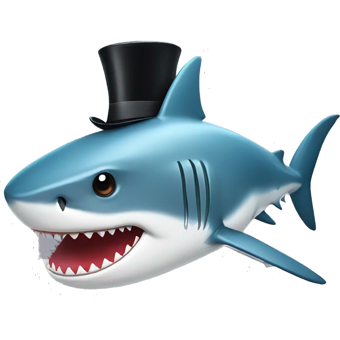 Shark with a top hat emoji