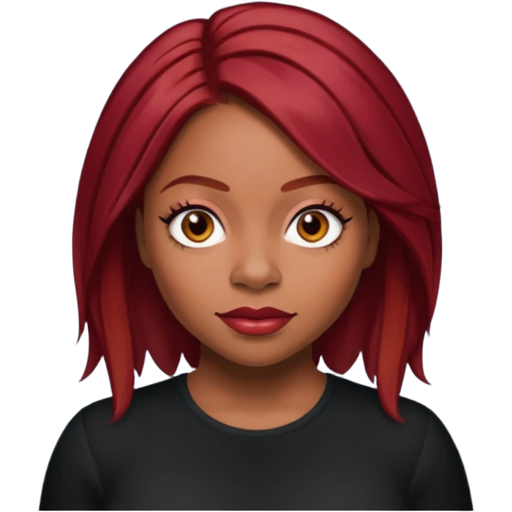 LaTavia Robeson with dark red hair emoji