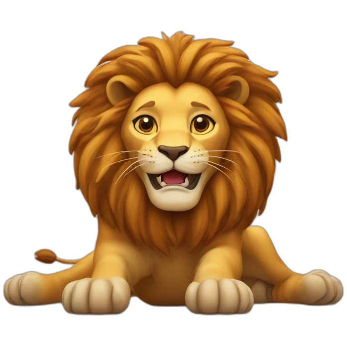 supine lion playing emoji