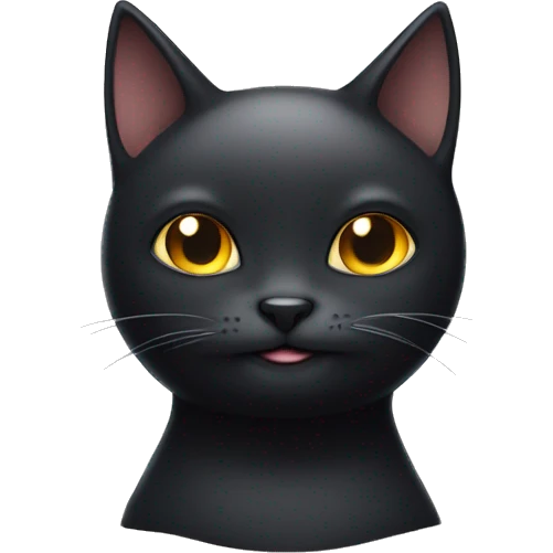 Black cat , face only, with a smirk on his face, with halo around his head emoji