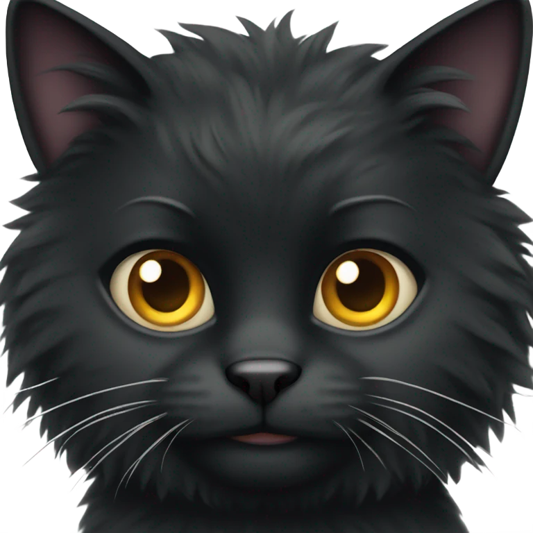 Fluffy black cat with white chest emoji