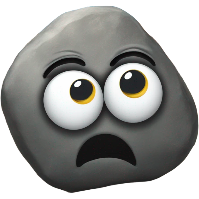 realistic rock with plastic googly eyes emoji