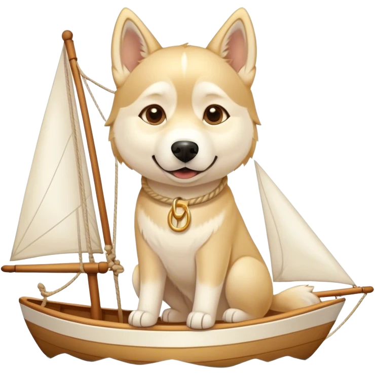 Un Husky beige dorée sur un voilier  emoji