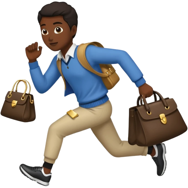 Thief running with stolen jewelry bag emoji