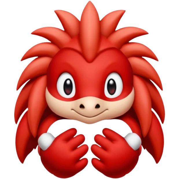 knuckles a red animal with peach arms and white mittens that have no fingers , he’s a echidna with red eyes emoji