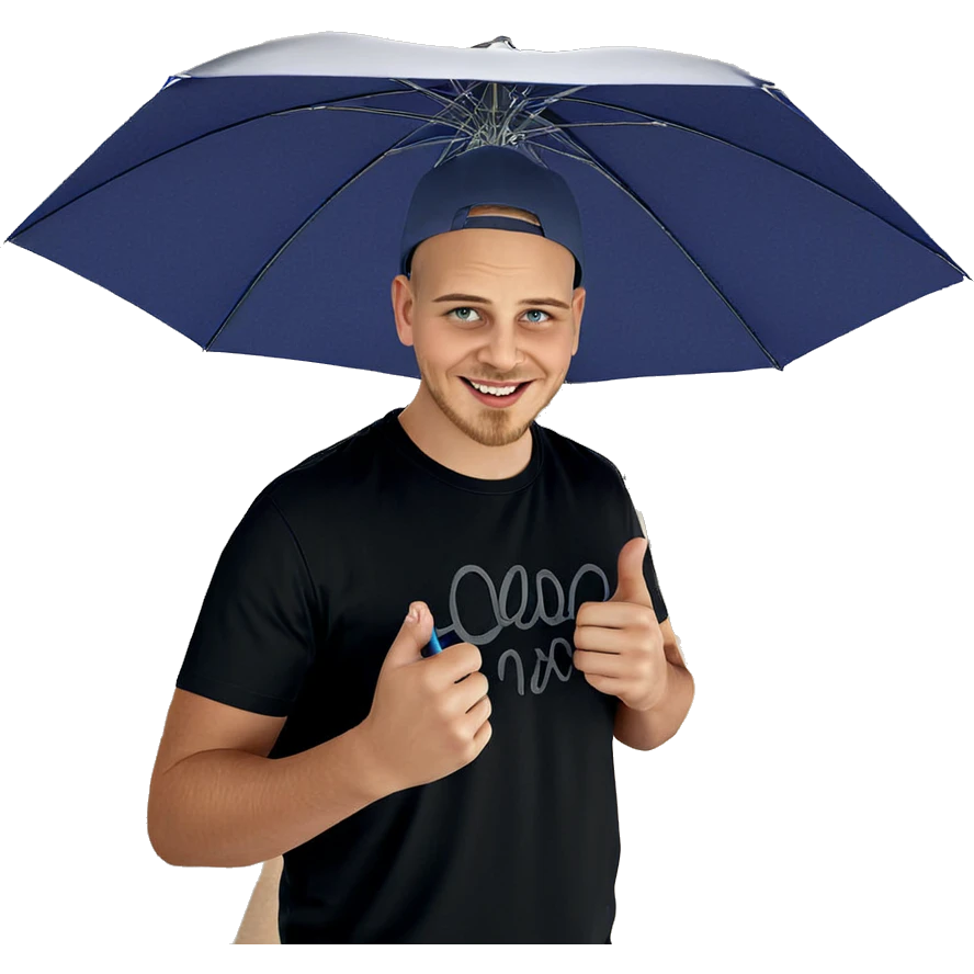 smiling boy with umbrella emoji