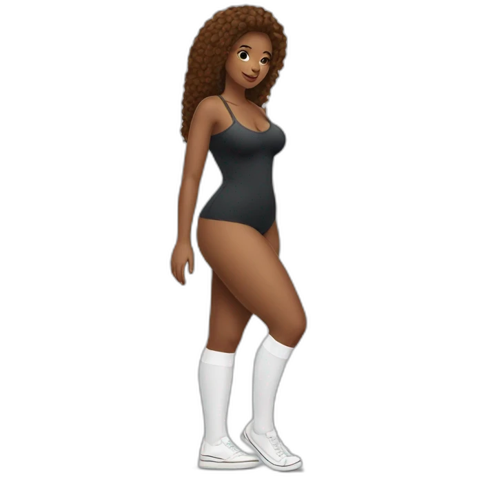 full body curvy-beauty-long-white-socks emoji