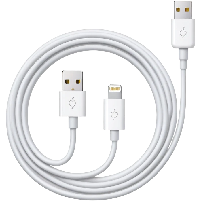 white Apple Lightning charging cable, coiled emoji