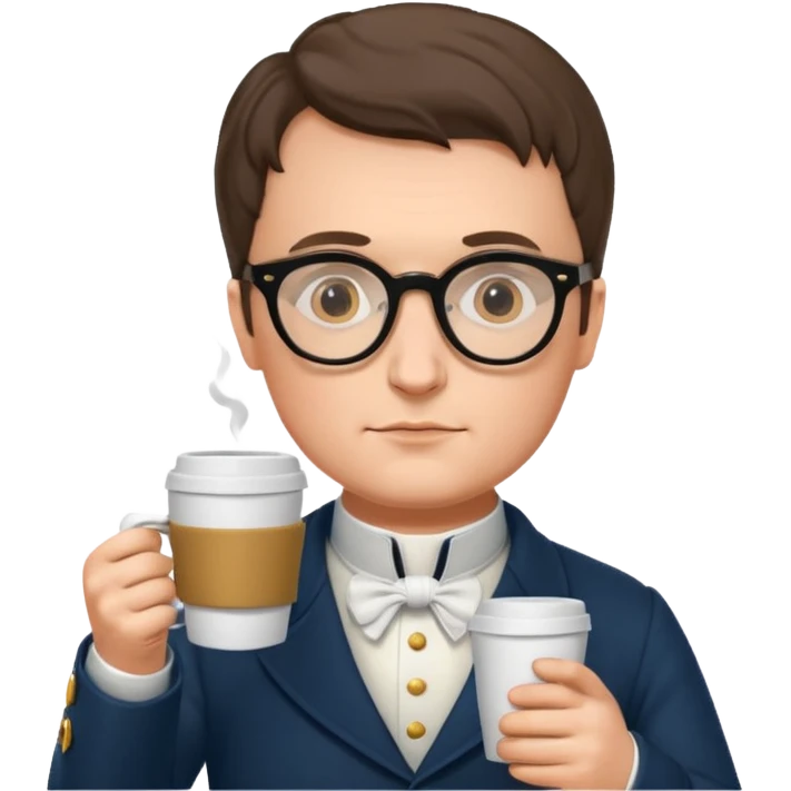napoleon with glasses holding coffee cup emoji
