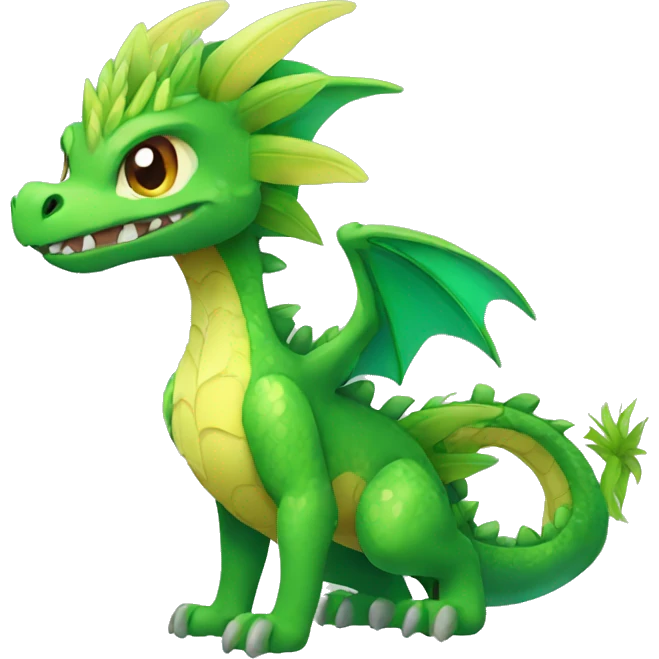 Colorful Legendary Green Jungle Grass Dragon Fakemon emoji