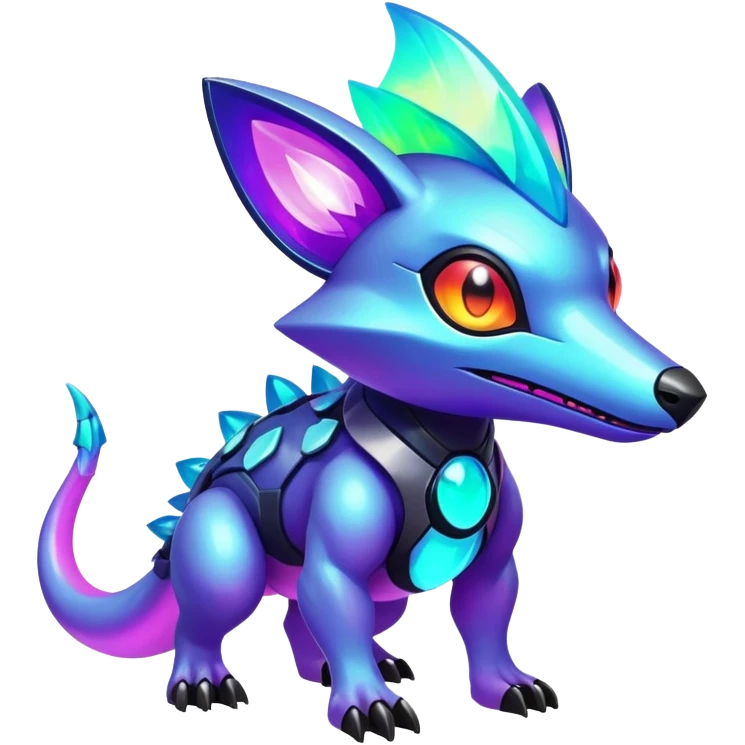  exotic tropical iridescent cyber-Protogen-Fakémon-Pokémon-Vernid-creature emoji