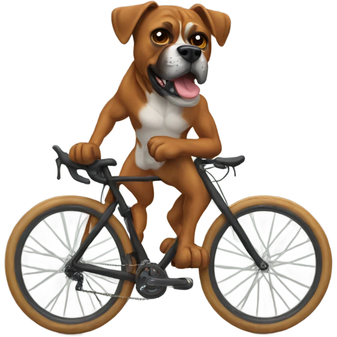 Boxer dog on a mountain bike emoji