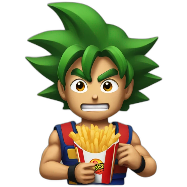 Bardock eating fries emoji