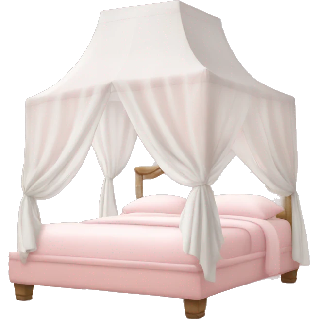 light pink bed with white curtains canopy around it emoji