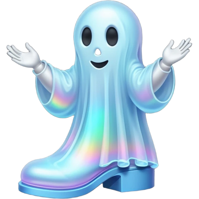A holographic ghost with boots emoji