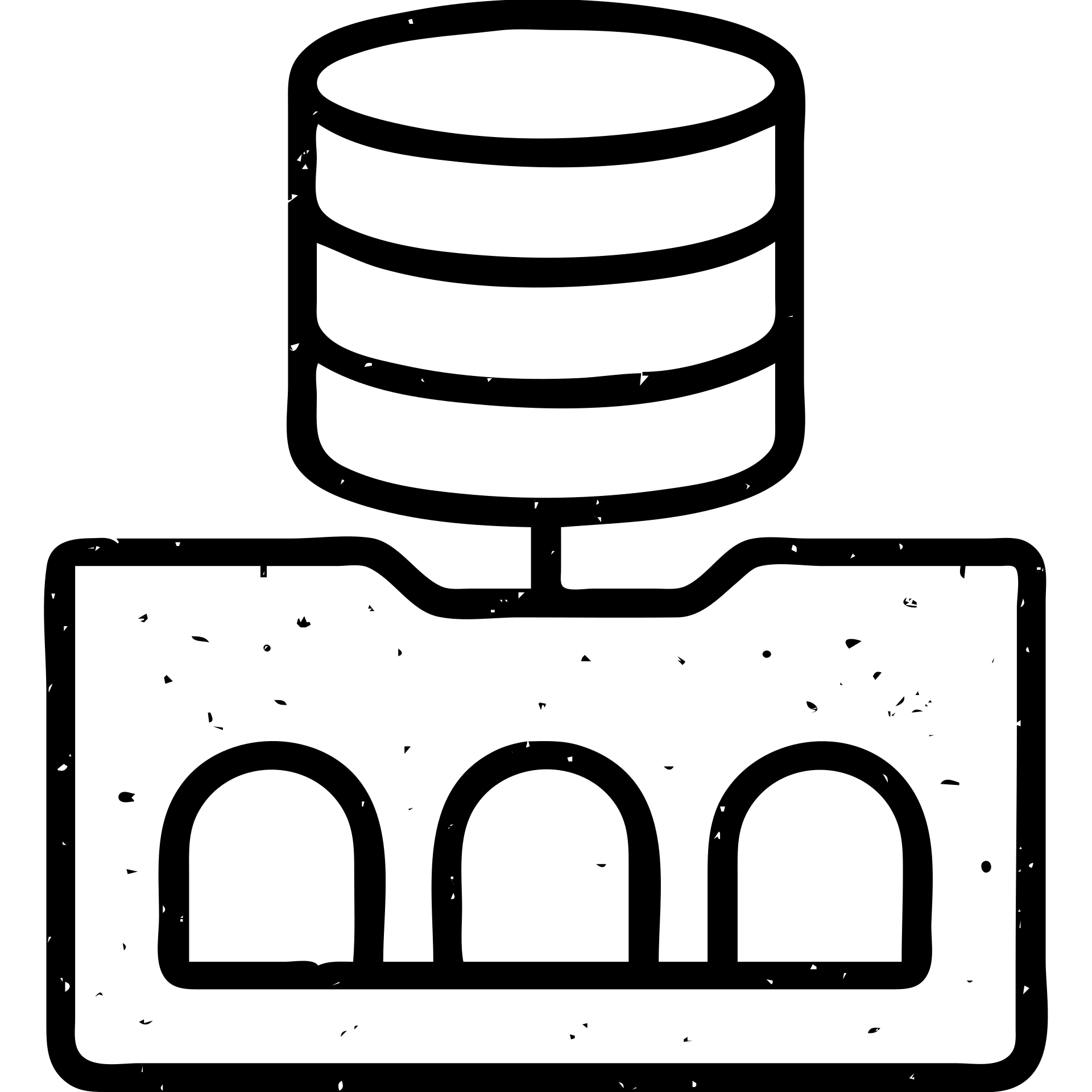 database shapes intersecting with a basement underground motif with worn distressed effect emoji