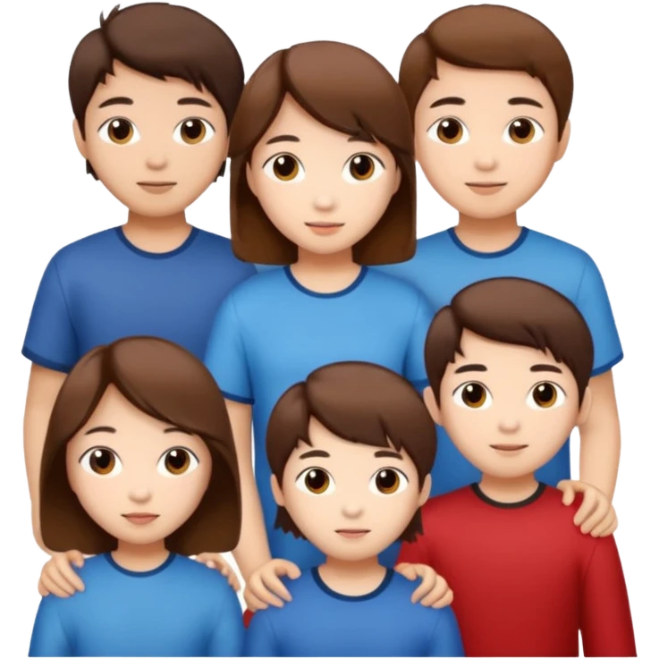 Asian friends boys and girls brown hair emoji