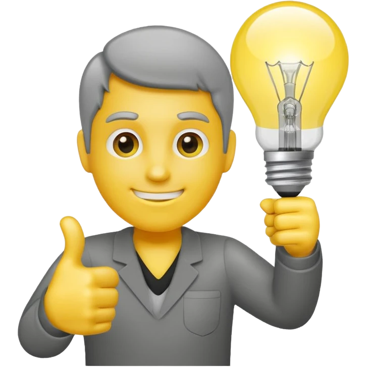 thumbs up and light bulb emoji