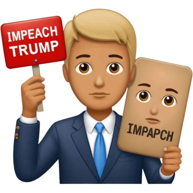 man holding sign that says impeach trump emoji