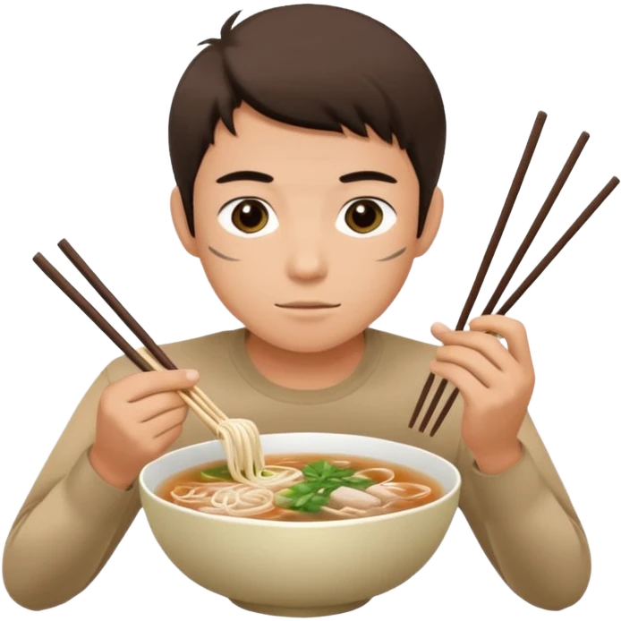 can you generate me a avatar of a male eating a bowl of pho? make it more anime emoji