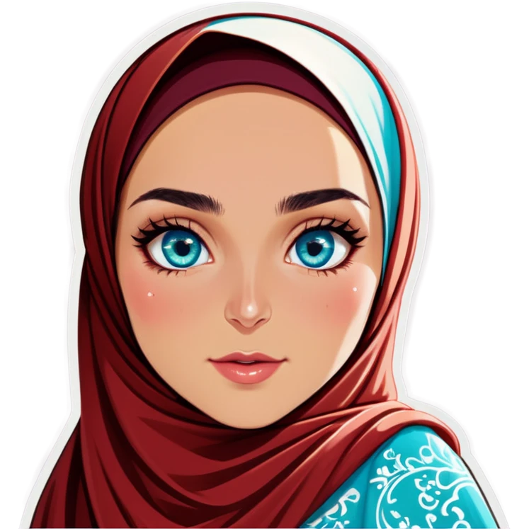 Turkish beautiful finish Konya girl blue eyes with hijab and turquoise stone dress emoji