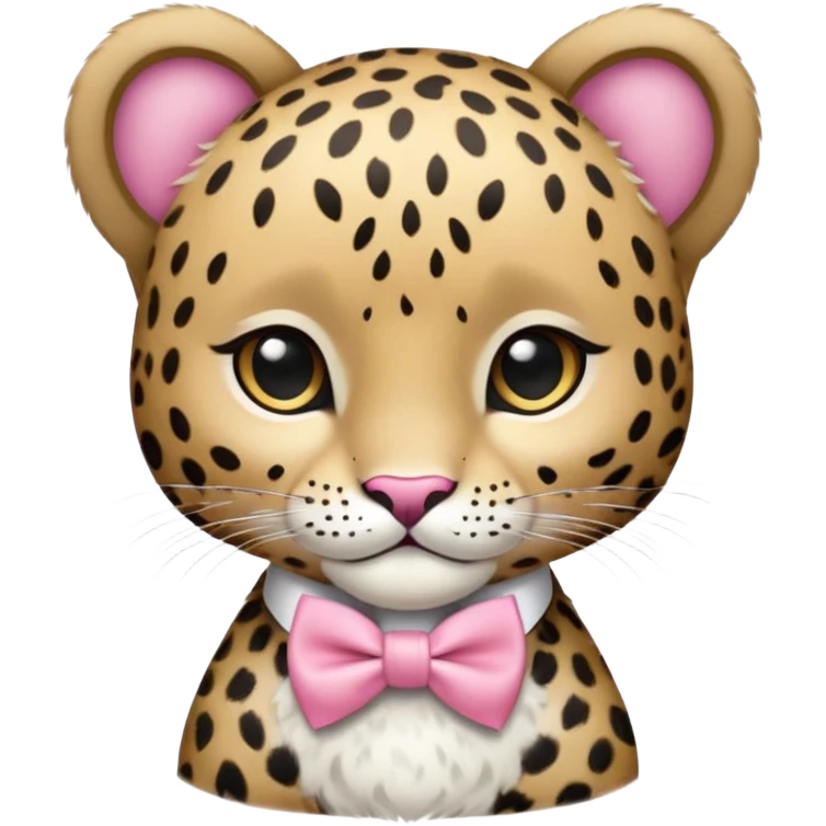 white baby leopard with pink bow tie  emoji