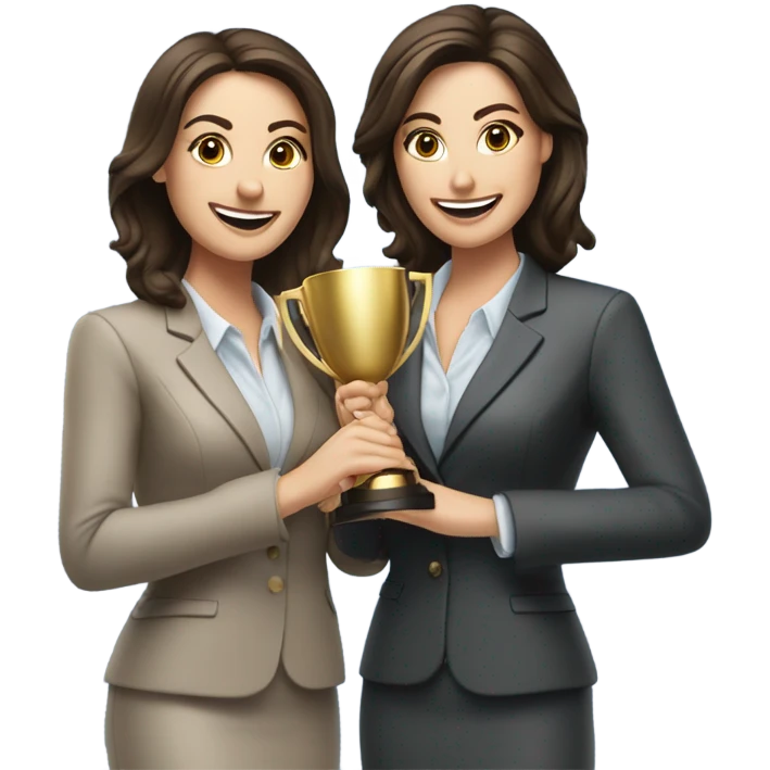 businesswoman duo brunette girls celebrating emoji