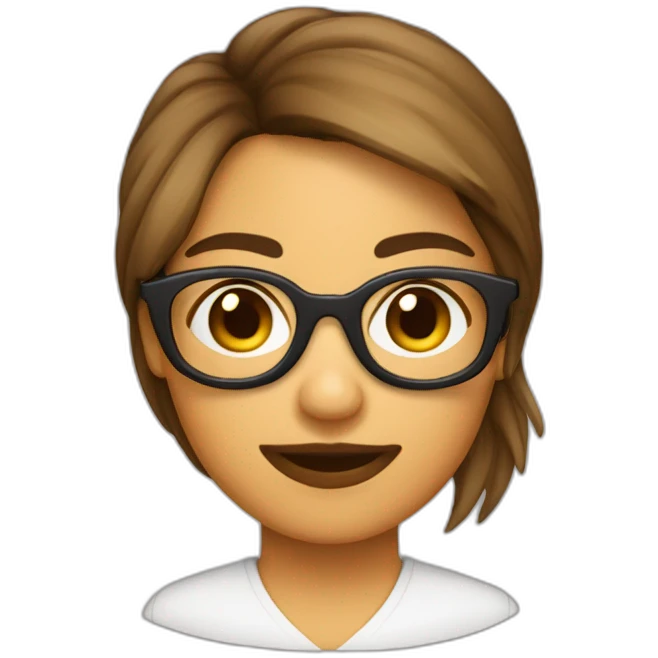 Chica pelo corto liso y marrón con gafas emoji