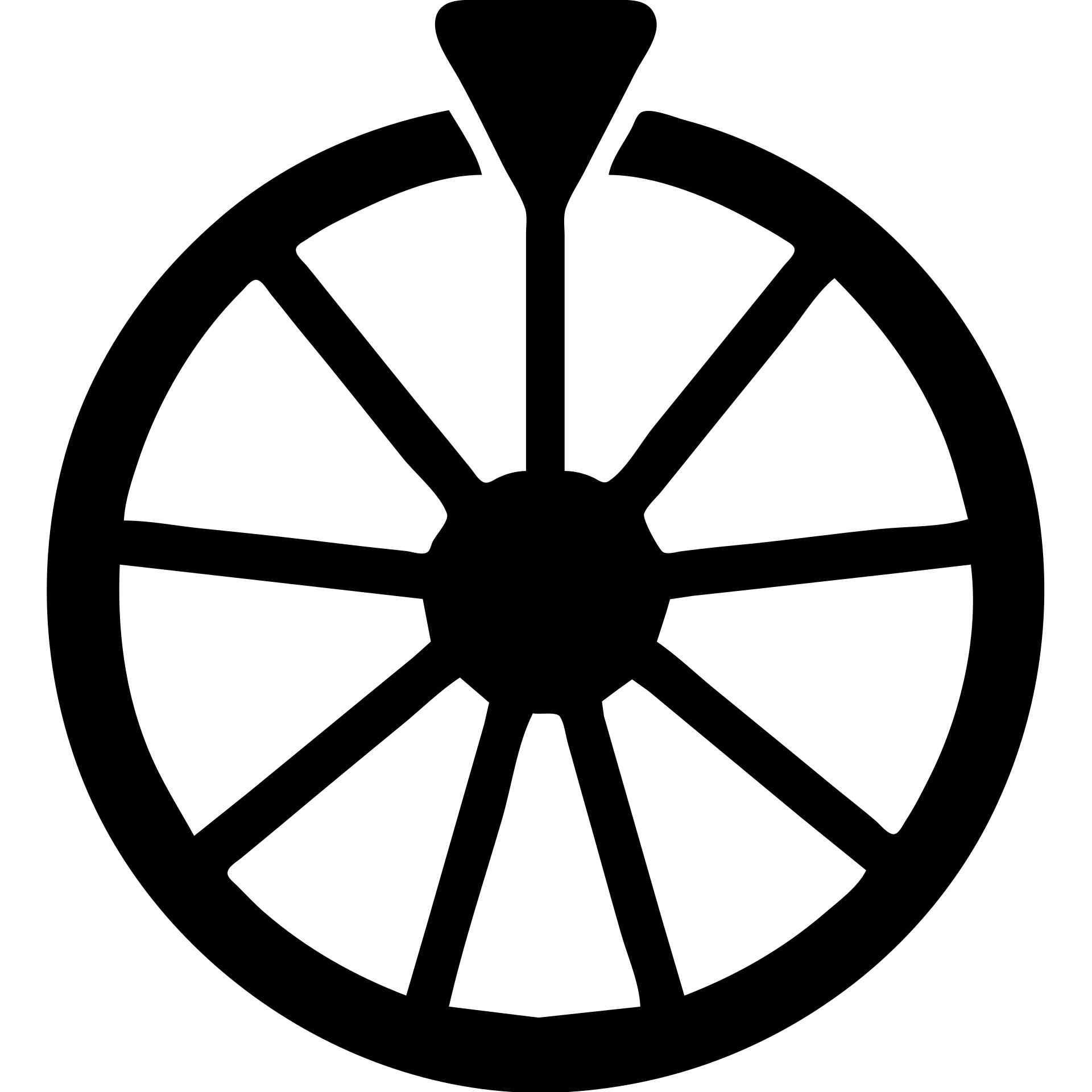Fortune wheel with divided sections and a pointer arrow emoji
