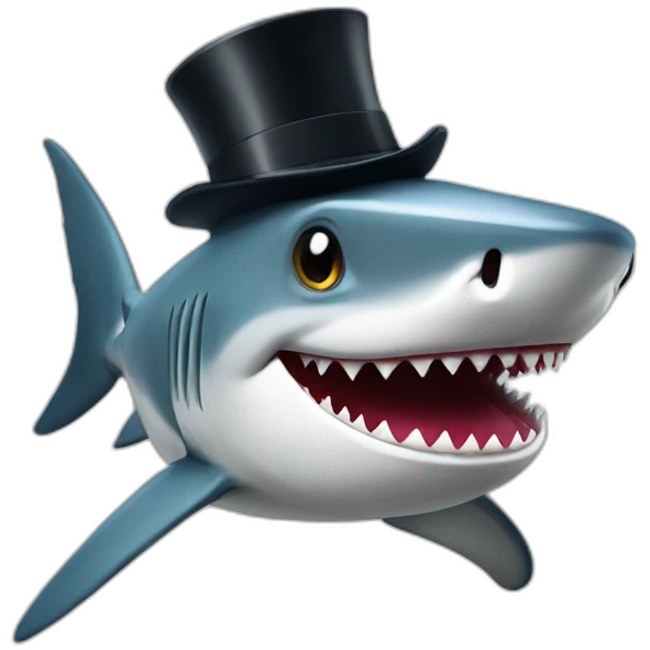 Shark with a top hat emoji